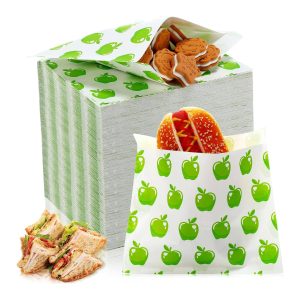 Eco Friendly Biodegradable Wax Paper Bags Custom Printed Food Grade Packaging for Pastries Cookies Sandwiches