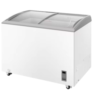 Curved Glass Door Ice Cream Frozen Food Freezer Horizontal Commercial Deep Chest Freezer for Supermarket